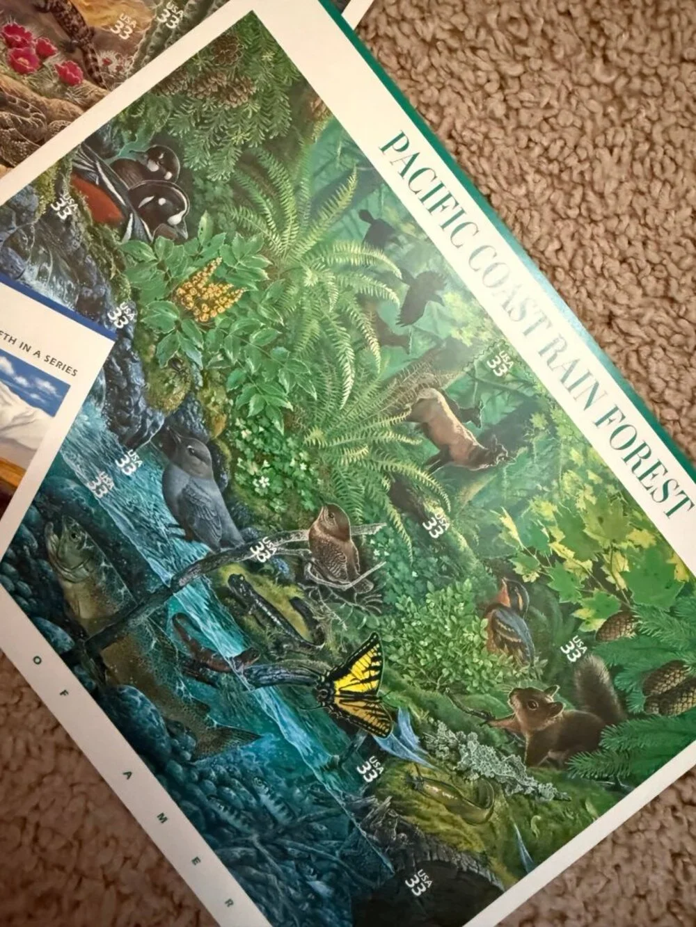 3 sheets of nature of America series stamps